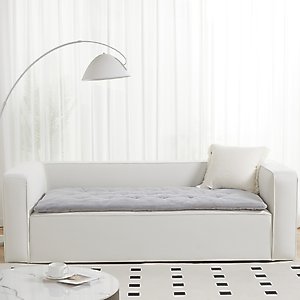 Allisandro Reversible & Luxurious Faux Fur Furniture Protector, Light Grey, 89-in