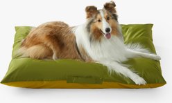 Allisandro Reversible Outdoor Dog Bed with Removable Cover, Large, Muddy Yellow/Olive Green
