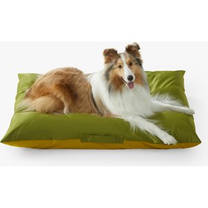 Allisandro Reversible Outdoor Dog Bed with Removable Cover, Large, Muddy Yellow/Olive Green