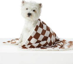 Allisandro Stylish Sherpa Waterproof Dog & Cat Blanket, 40x30-in, Golden Brown Checkerboard slide 2 of 6