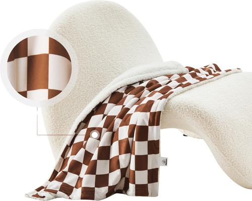 Show full view: Allisandro Stylish Sherpa Waterproof Dog & Cat Blanket, 40x30-in, Golden Brown Checkerboard slide 5 of 7