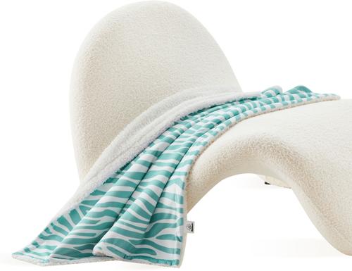 Show full view: Allisandro Stylish Sherpa Waterproof Dog & Cat Blanket, 40x30-in, Green Zebra Print slide 5 of 7