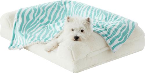 Show full view: Allisandro Stylish Sherpa Waterproof Dog & Cat Blanket, 40x30-in, Green Zebra Print slide 4 of 7