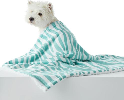 Show full view: Allisandro Stylish Sherpa Waterproof Dog & Cat Blanket, 40x30-in, Green Zebra Print slide 3 of 7