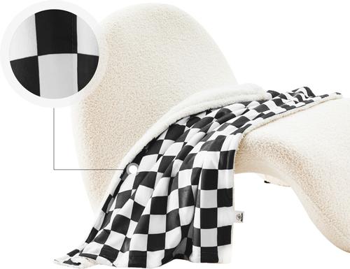 Show full view: Allisandro Stylish Sherpa Waterproof Dog & Cat Blanket, 40x30-in, Off White Checkerboard slide 5 of 7