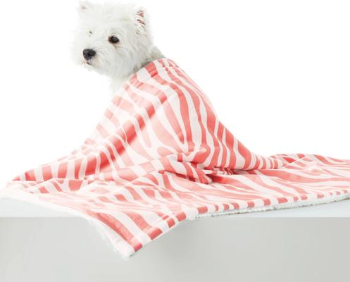 Show full view: Allisandro Stylish Sherpa Waterproof Dog & Cat Blanket, 40x30-in, Orange Zebra Print slide 3 of 7