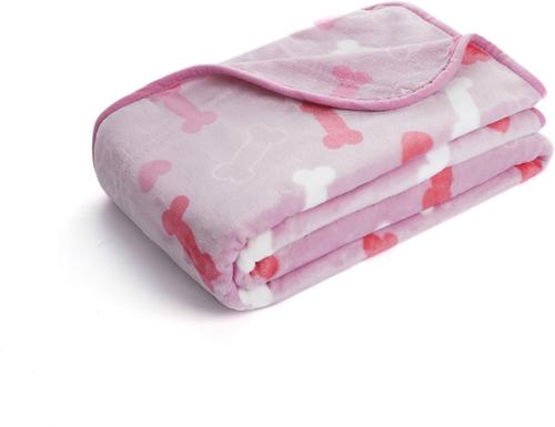 Show full view: Allisandro Stylish Sherpa Waterproof Dog & Cat Blanket, 40x30-in, Pink Paw Print Popsicle slide 2 of 6