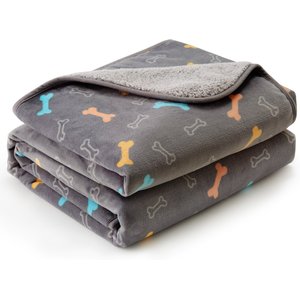 Allisandro Triple Layer Tech Waterproof Dog & Cat Blanket, Grey Bone, Large
