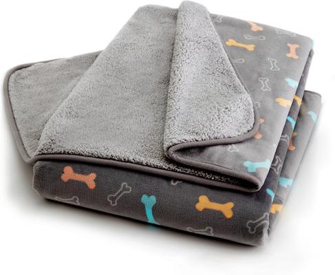 Show full view: Allisandro Triple Layer Tech Waterproof Dog & Cat Blanket, Grey Bone, Large slide 2 of 7