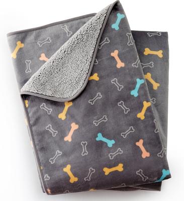 Show full view: Allisandro Triple Layer Tech Waterproof Dog & Cat Blanket, Grey Bone, Large slide 3 of 7