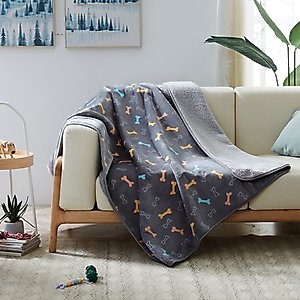 Allisandro Triple Layer Tech Waterproof Dog & Cat Blanket, Grey Bone, X-Large