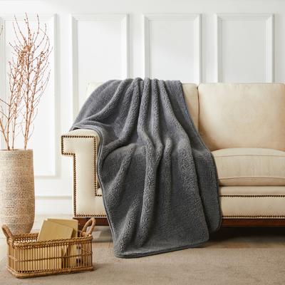Show full view: Allisandro Ultra Soft Fluffy Sherpa Cat & Dog Blanket, Grey, 32 x 24-in slide 3 of 7