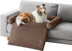 Allisandro Waterproof Pet Mat & Anti-Slip with Bolster Design Dog & Cat Bed with Removable Cover, Bear Brown, Large