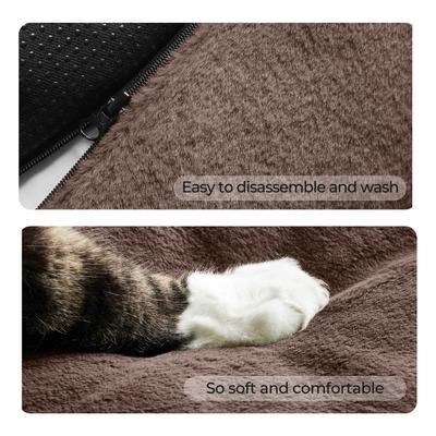 Show full view: Allisandro Waterproof Pet Mat & Anti-Slip with Bolster Design Dog & Cat Bed with Removable Cover, Bear Brown, Large slide 8 of 9