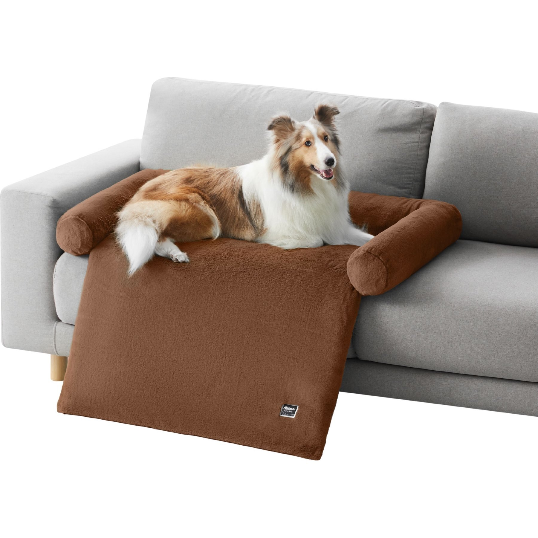 Allisandro Waterproof Pet Mat & Anti-Slip with Bolster Design Dog & Cat Bed with Removable Cover, Dark Brown, Jumbo