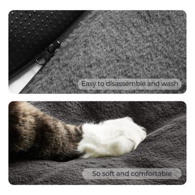 Show full view: Allisandro Waterproof Pet Mat & Anti-Slip with Bolster Design Dog & Cat Bed with Removable Cover, Dark Grey, Large slide 6 of 7