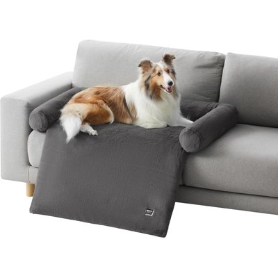 Allisandro Allisandro Waterproof Pet Mat & Anti-Slip with Bolster Design Dog & Cat Bed with Removable Cover, Dark Grey, Small