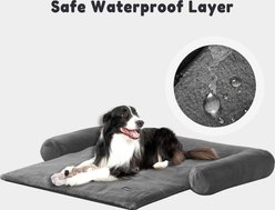 Allisandro Waterproof Pet Mat & Anti-Slip with Bolster Design Dog & Cat Bed with Removable Cover, Dark Grey, Small slide 2 of 6