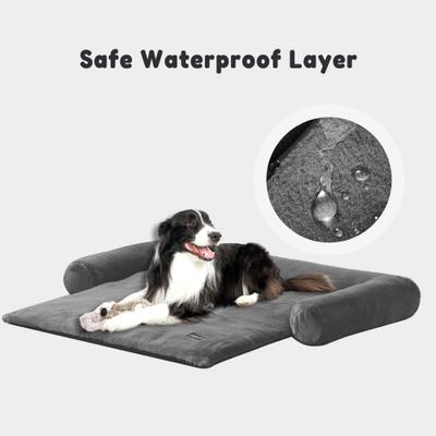 Show full view: Allisandro Waterproof Pet Mat & Anti-Slip with Bolster Design Dog & Cat Bed with Removable Cover, Dark Grey, Small slide 5 of 8
