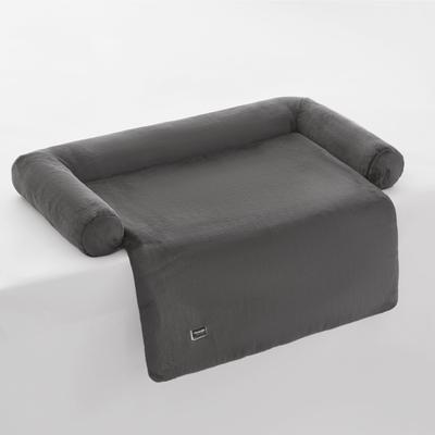 Show full view: Allisandro Waterproof Pet Mat & Anti-Slip with Bolster Design Dog & Cat Bed with Removable Cover, Dark Grey, Small slide 4 of 8