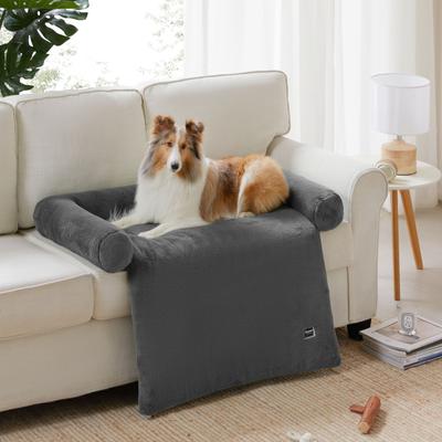Show full view: Allisandro Waterproof Pet Mat & Anti-Slip with Bolster Design Dog & Cat Bed with Removable Cover, Dark Grey, Small slide 3 of 8