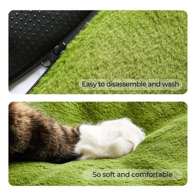 Show full view: Allisandro Waterproof Pet Mat & Anti-Slip with Bolster Design Dog & Cat Bed with Removable Cover, Green, Large slide 5 of 6