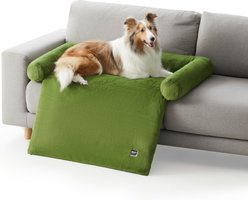 Allisandro Waterproof Pet Mat & Anti-Slip with Bolster Design Dog & Cat Bed with Removable Cover, Green, Medium