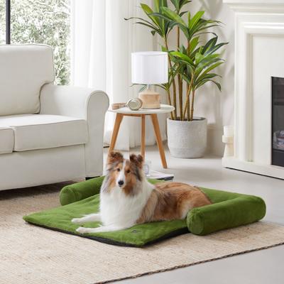 Show full view: Allisandro Waterproof Pet Mat & Anti-Slip with Bolster Design Dog & Cat Bed with Removable Cover, Green, Medium slide 3 of 6