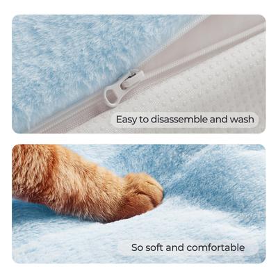 Show full view: Allisandro Waterproof Pet Mat & Anti-Slip with Bolster Design Dog & Cat Bed with Removable Cover, Light Blue, Large slide 6 of 7