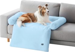 Allisandro Waterproof Pet Mat & Anti-Slip with Bolster Design Dog & Cat Bed with Removable Cover, Light Blue, Medium