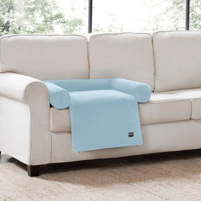 Show full view: Allisandro Waterproof Pet Mat & Anti-Slip with Bolster Design Dog & Cat Bed with Removable Cover, Light Blue, Medium slide 3 of 7