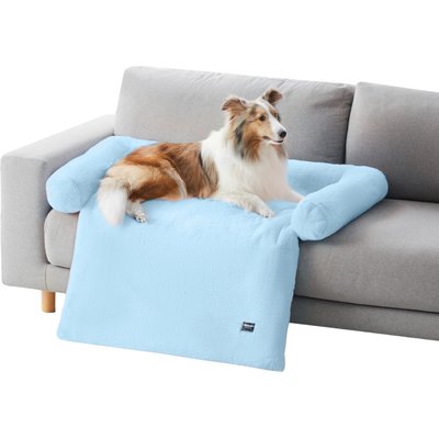 Allisandro Allisandro Waterproof Pet Mat & Anti-Slip with Bolster Design Dog & Cat Bed with Removable Cover, Light Blue, Small
