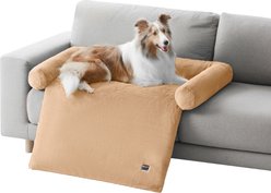 Allisandro Waterproof Pet Mat & Anti-Slip with Bolster Design Dog & Cat Bed with Removable Cover, Light Brown, Large