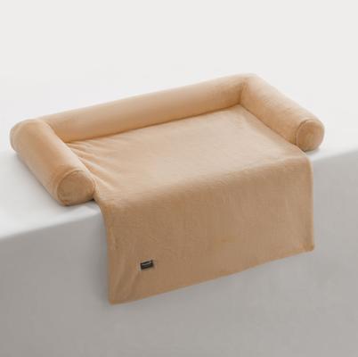 Show full view: Allisandro Waterproof Pet Mat & Anti-Slip with Bolster Design Dog & Cat Bed with Removable Cover, Light Brown, Large slide 5 of 8