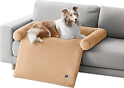 Allisandro Waterproof Pet Mat & Anti-Slip with Bolster Design Dog & Cat Bed with Removable Cover, Light Brown, Medium