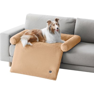Allisandro Allisandro Waterproof Pet Mat & Anti-Slip with Bolster Design Dog & Cat Bed with Removable Cover, Light Brown, Medium