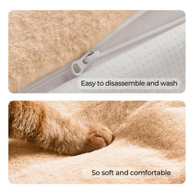 Show full view: Allisandro Waterproof Pet Mat & Anti-Slip with Bolster Design Dog & Cat Bed with Removable Cover, Light Brown, Medium slide 7 of 8