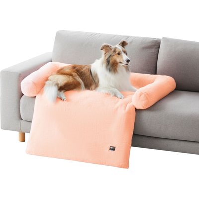 Allisandro Allisandro Waterproof Pet Mat & Anti-Slip with Bolster Design Dog & Cat Bed with Removable Cover, Light Orange, Large