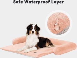 Allisandro Waterproof Pet Mat & Anti-Slip with Bolster Design Dog & Cat Bed with Removable Cover, Light Orange, Medium slide 2 of 5