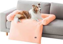Allisandro Waterproof Pet Mat & Anti-Slip with Bolster Design Dog & Cat Bed with Removable Cover, Light Orange, Small