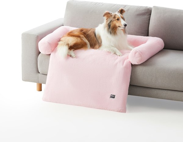 Show full view: Allisandro Waterproof Pet Mat & Anti-Slip with Bolster Design Dog & Cat Bed with Removable Cover, Light Pink, Large slide 1 of 8