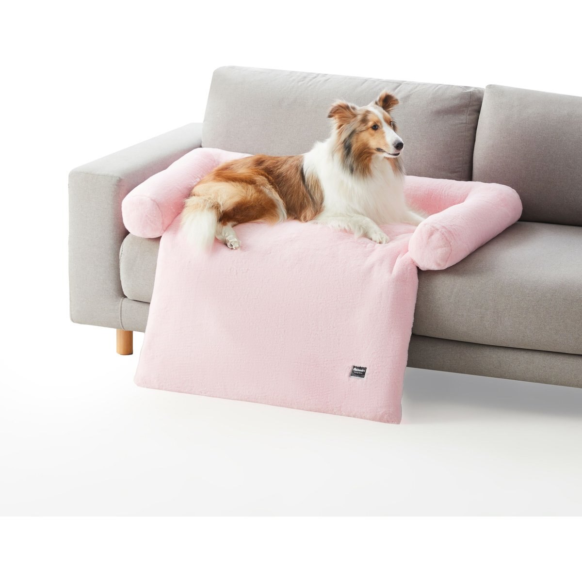 Allisandro Waterproof Pet Mat & Anti-Slip with Bolster Design Dog & Cat Bed with Removable Cover, Light Pink, Large