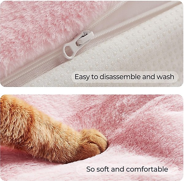 Show full view: Allisandro Waterproof Pet Mat & Anti-Slip with Bolster Design Dog & Cat Bed with Removable Cover, Light Pink, Large slide 7 of 8