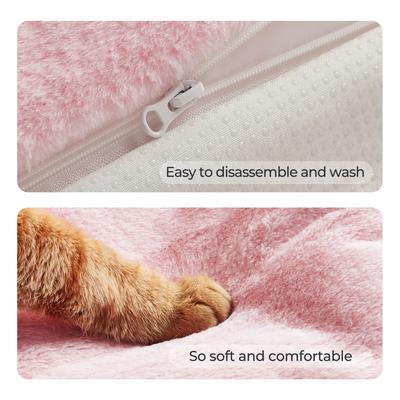 Show full view: Allisandro Waterproof Pet Mat & Anti-Slip with Bolster Design Dog & Cat Bed with Removable Cover, Light Pink, Large slide 7 of 8
