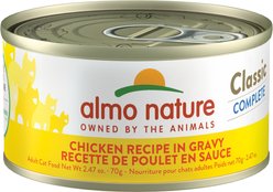 Almo Nature Classic Complete Chicken Recipe in Gravy Grain-Free Wet Cat Food, 2.47-oz can, case of 12