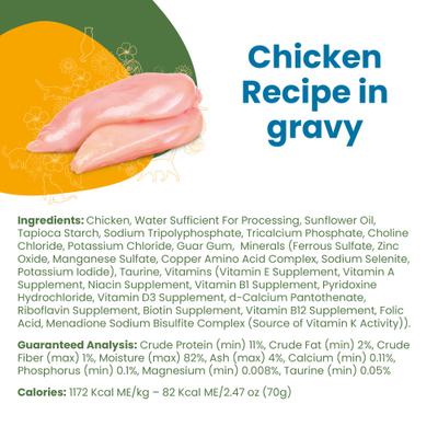 Show full view: Almo Nature Classic Complete Chicken Recipe in Gravy Grain-Free Wet Cat Food, 2.47-oz can, case of 12 slide 6 of 7