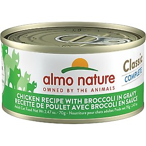 Almo Nature Classic Complete Chicken Recipe with Broccoli in Gravy Grain-Free Wet Cat Food, 2.47-oz can, case of 12