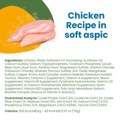Show full view: Almo Nature Classic Complete Grain-Free Chicken Recipe in Soft Aspic Cat Food, 2.47-oz, case of 12 slide 6 of 7