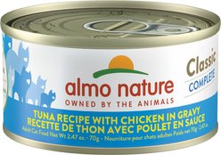 Almo Nature Classic Complete Grain-Free Tuna Recipe with Chicken in Gravy Cat Food, 2.47-oz, case of 12