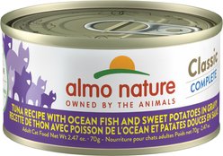 Almo Nature Classic Complete Grain-Free Tuna Recipe with Ocean Fish & Sweet Potato in Gravy Cat Food, 2.47-oz, case of 12